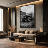 Off Road Jeep Wrangler Modern Wall Art – Black and White Mud Trail Photo