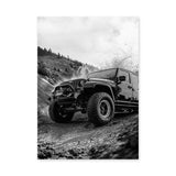 Off Road Jeep Wrangler Modern Wall Art – Black and White Mud Trail Photo