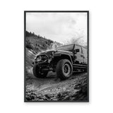 Off Road Jeep Wrangler Modern Wall Art – Black and White Mud Trail Photo