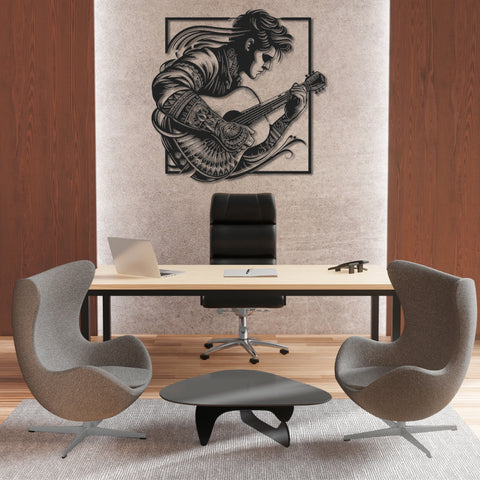 Tattoed Guitarist Metal Wall Art