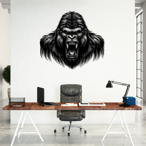 Ferocious Gorilla Head Metal Wall Art
