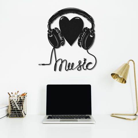 Headphone Heart Metal Wall Art
