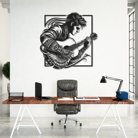 Tattoed Guitarist Metal Wall Art