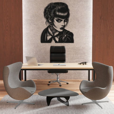 Fancy Gothic Woman Metal Wall Art