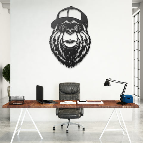 Papa Bear Metal Wall Art Decor