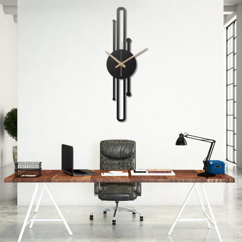 Long Geometric Metal Wall Clock