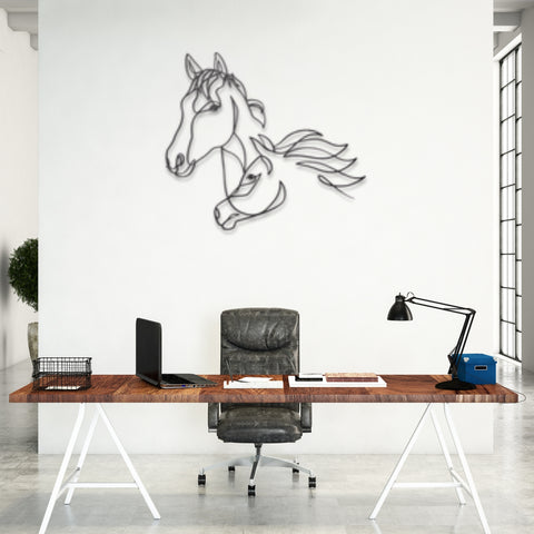 Horse One Line Metal Wall Art