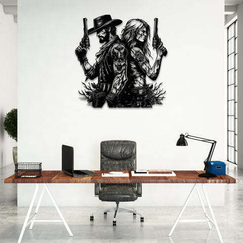 Western Cowboy and Cowgirl Metal Wall Art Decor