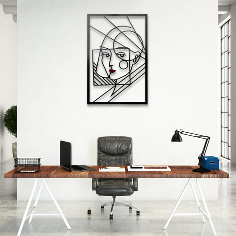 Minimalist Woman Face Metal Line Wall Art
