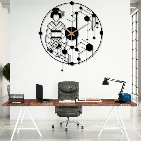 Oriental Japanese Geisha Metal Wall Clock
