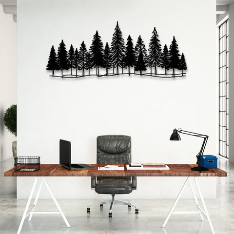 Minimalist Pine Trees in Nature Metal Wall Art