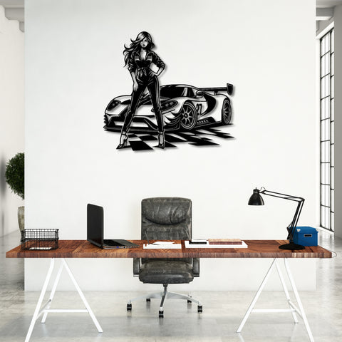 Racer Girl Metal Wall Art