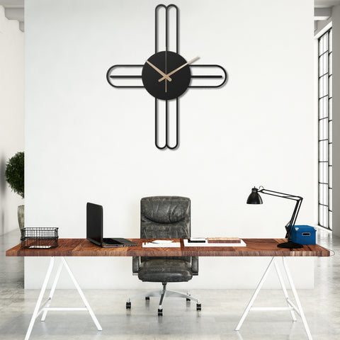Modern Kitchen Black Metal Wall Clock Decor