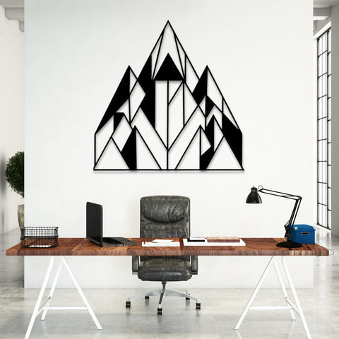 Minimalist Black Line Mountain Metal Wall Art