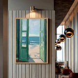 Open Beach Doors Coastal Wall Art – Green Doors to Ocean View