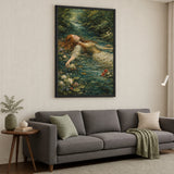 Ophelia Portrait Traditional Wall Art – Floating Forest Stream Scene