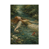 Ophelia Portrait Traditional Wall Art – Floating Forest Stream Scene