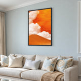 Orange Desert Dune Modern Wall Art – Lone Figure Beneath Dramatic Clouds