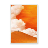 Orange Desert Dune Modern Wall Art – Lone Figure Beneath Dramatic Clouds
