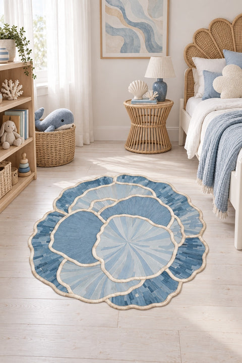 Organic Forms Modern Area Rug – Blue in a nursery