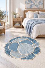 Organic Forms Modern Area Rug – Blue in a bedroom
