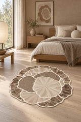 Organic Forms Modern Area Rug – Brown in a bedroom