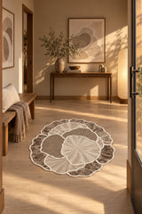 Organic Forms Modern Area Rug – Brown in a hallway
