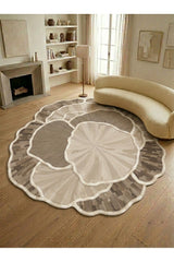 Organic Forms Modern Area Rug – Brown in a living room