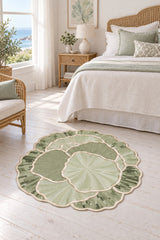 Organic Forms Modern Area Rug – Green in a bedroom
