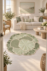 Organic Forms Modern Area Rug – Green in a living room
