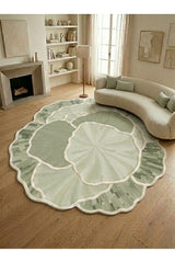 Organic Forms Modern Area Rug – Green in a living room