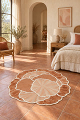 Organic Forms Modern Area Rug – Orange in a bedroom
