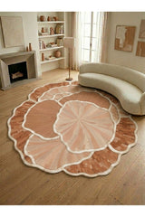 Organic Forms Modern Area Rug – Orange in a living room