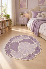 Organic Forms Modern Area Rug – Purple in a bedroom