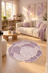 Organic Forms Modern Area Rug – Purple in a living room