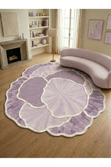 Organic Forms Modern Area Rug – Purple in a living room
