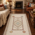 Oriens Ethnic Area Rug – Cream in a living room