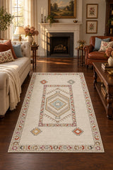 Oriens Ethnic Area Rug – Cream in a living room