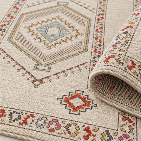 Oriens Ethnic Area Rug – Cream – texture close-up