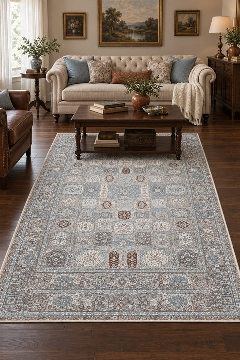 Oriens Floral Ethnic Area Rug in a living room