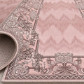 Ornate Geometric Modern Runner Rug – Pink – texture close-up