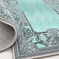 Ornate Geometric Modern Runner Rug – Turquoise – texture close-up