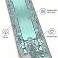 Ornate Geometric Modern Runner Rug – Turquoise – features