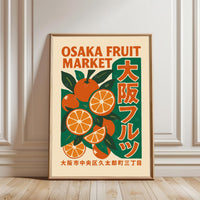 Osaka Fruit Market Print – Retro Japanese Fruit Décor Print, Retro Farmers Market Wall Print