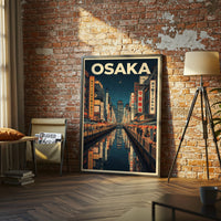 OSAKA Print – Aesthetic Osaka Cityscape Home Art, Japan Travel Art for Minimal Home Decor