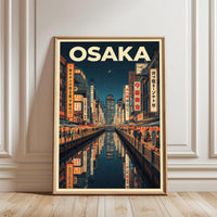 OSAKA Print – Aesthetic Osaka Cityscape Home Art, Japan Travel Art for Minimal Home Decor