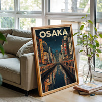OSAKA Print – Aesthetic Osaka Cityscape Home Art, Japan Travel Art for Minimal Home Decor