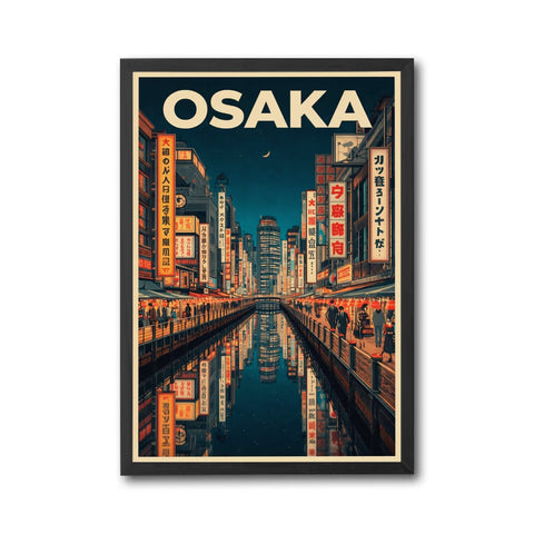 OSAKA Print – Aesthetic Osaka Cityscape Home Art, Japan Travel Art for Minimal Home Decor