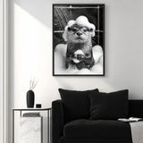 Otter Bath Modern Wall Art – Cute Black and White Bubble Shower Print