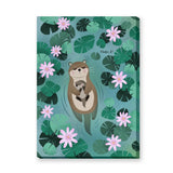 Otter Lily Pond Kids Wall Art – Mother and Baby Among Flowers